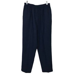 Alfred Dunner Plus Size 14 Pant Navy Blue Straight Leg Pull On Elastic Waist